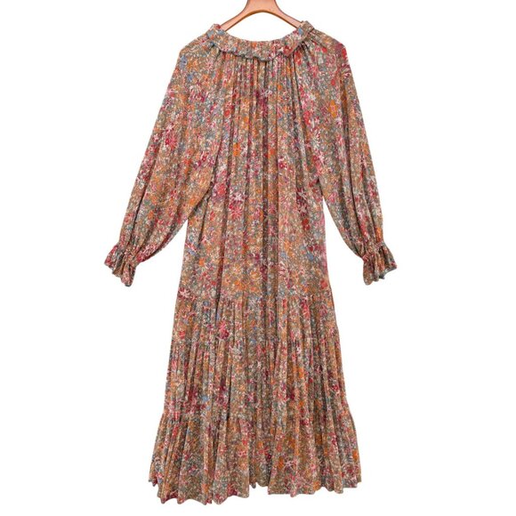 Free People Feeling Groovy Maxi Dress Multicolor Floral Cottagecore Tiered Sz M - Picture 2 of 11